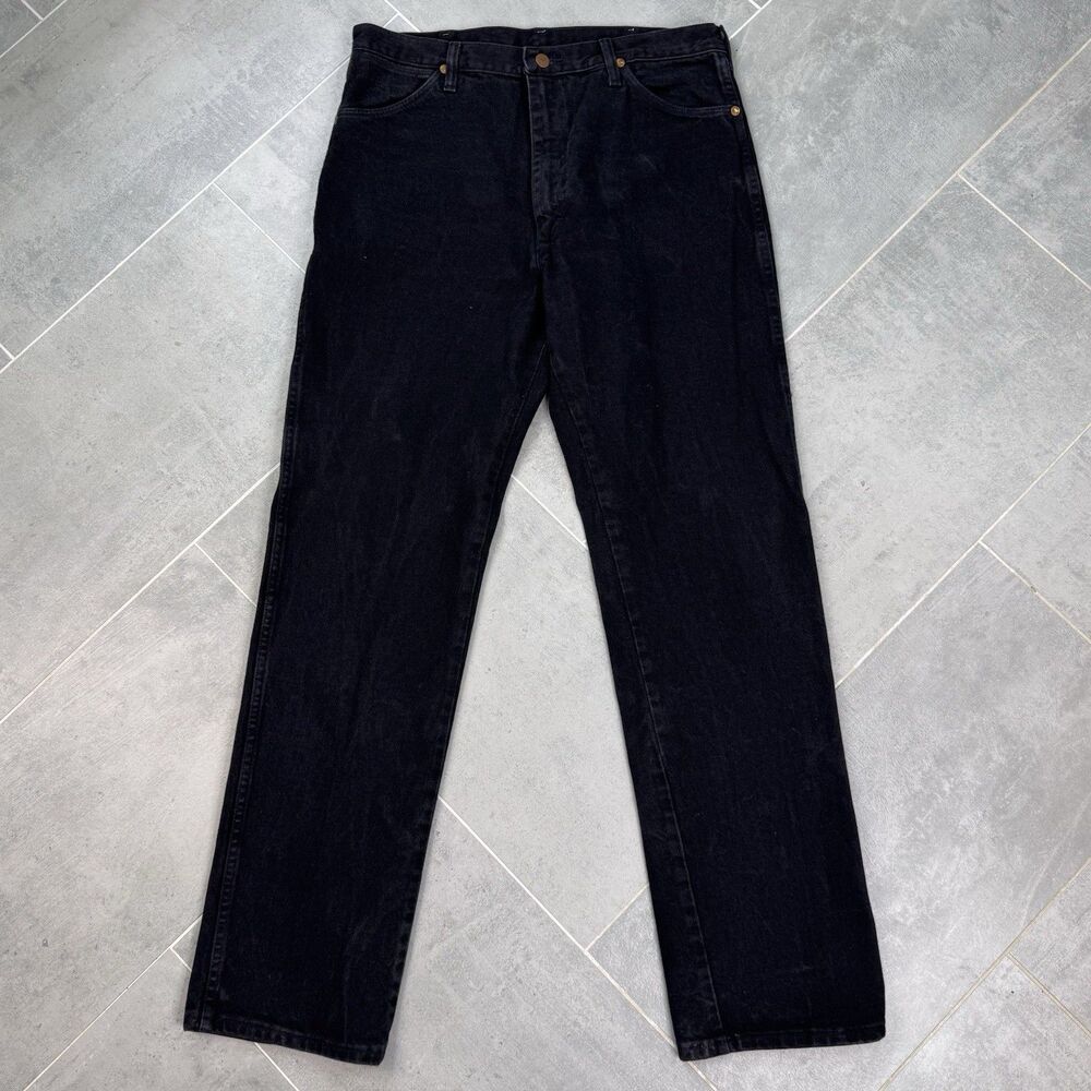 Vintage 90s Wrangler 13MWZ Black Jeans 35x34 USA Cowboy Cut Denim